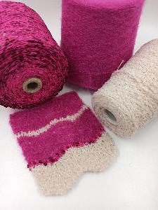 Набор для шарфа, альпака, меринос, мохер, пайетки, цвет фуксия